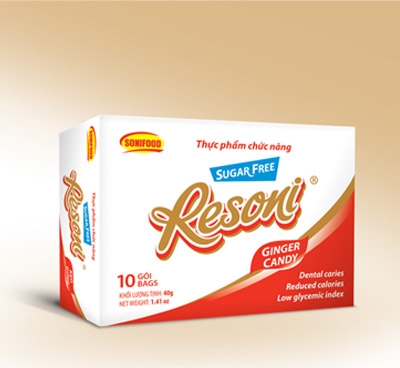 Kẹo ăn kiêng Resoni vị Gừng- hộp 46g dành cho người tiểu đường