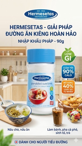 Đường Ăn kiêng Hermesetas Granulated Dạng lọ 90g - Đường Cho người Tiểu đường, ăn kiêng