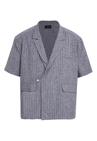 Striped Blazer Shirt (Grey)