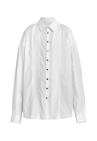 Pleated Button White Shirt
