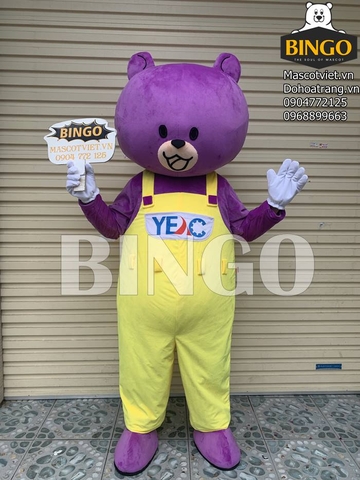 Mascot gấu Yeac tím