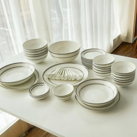 Bộ đồ ăn sứ xương Imperial London Bạch kim Anh 50 chi tiết