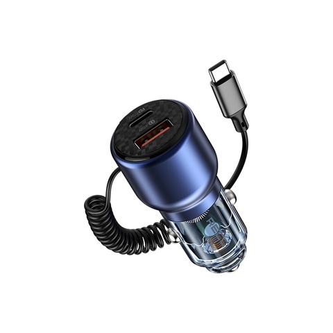 Củ sạc nhanh trên ô tô tích hợp dây Type-C PD65W RECCI RCC-N22