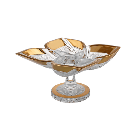 Chân bồng pha lê bốn cánh khảm vàng Arcade 36cm