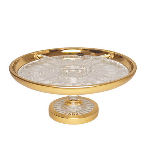 Chân bồng đĩa 5 ngăn pha lê khảm vàng Arcade 30,5cm