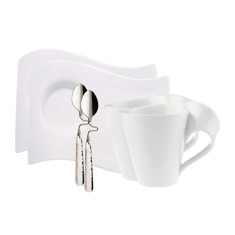 Set uống trà hoặc cafe 6 món Villeroy-Boch gồm 2 cốc, 2 thìa, 2 đĩa có hộp làm quà