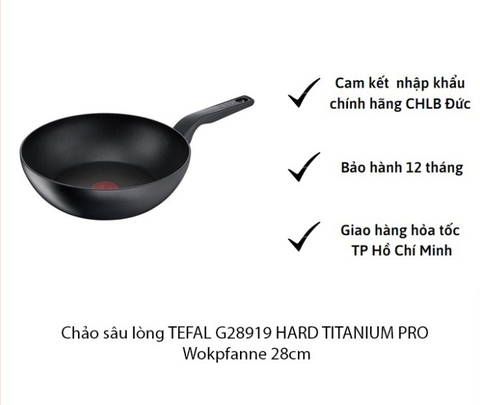 Chảo sâu lòng TEFAL G28919 HARD TITANIUM PRO Wokpfanne 28cm