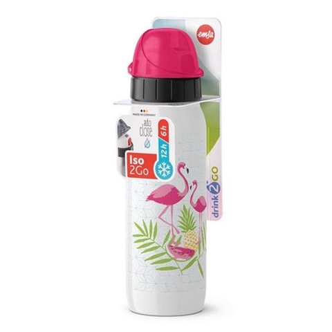 Bình giữ nhiệt cầm tay Emsa DRINK2GO ISO2GO Isolier-Trinkflasche, Flamingo, 0,5 L