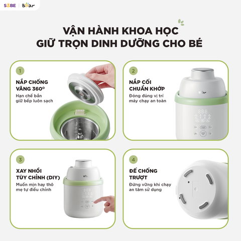 Máy xay nấu thức ăn 0.35L Bear BFM-045KN