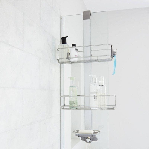 Giá để dụng cụ nhà tắm Caddy Simplehuman loại treo vách kính, không cần khoan đục