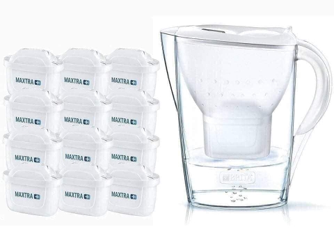 Bình lọc nước Brita 2,4l nắp trắng kèm 12 lõi lọc