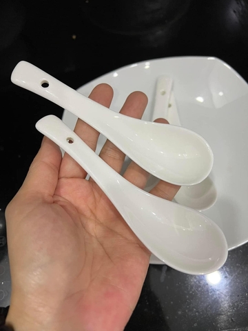 Thìa sứ Imperial trắng trơn set 6 cái