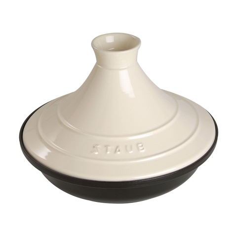 Nồi gang STAUB TAJINE CRM 28CM nắp hình nón màu kem