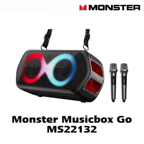 Loa Karaoke Monster Musicbox Go MS22132, 2 Mic, Công suất 80W, Bluetooth 5.1, TWS, IPX4