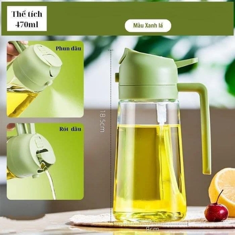 Bình xịt dầu ăn 470ml siêu tiện ích 2in1 (có thể rót và xịt).