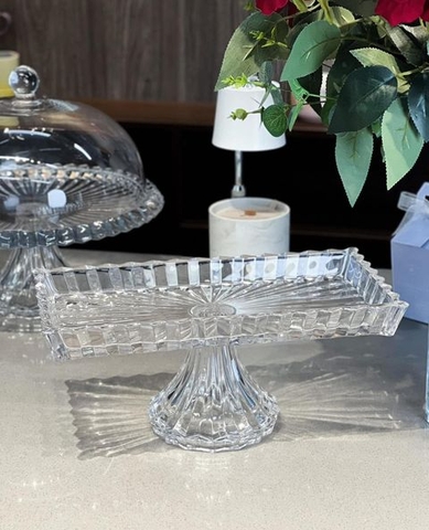 Chân bồng pha lê chữ nhật cao cấp Vessen 35cm