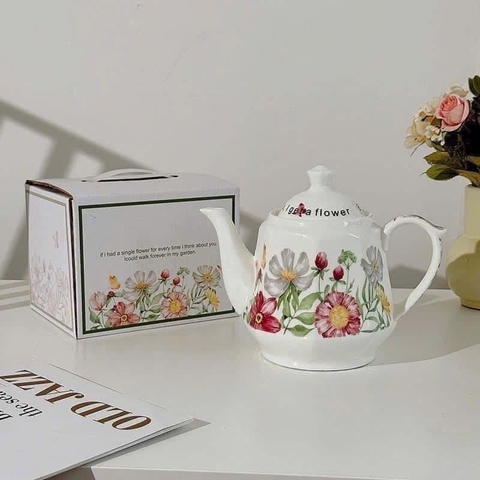 Ấm trà sứ Mùa Xuân Vintage 1 Lít