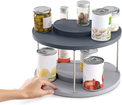 Kệ đựng chai lọ gia vị Joseph Joseph 85196 CupboardStore 2tier Rotating Org (Grey)