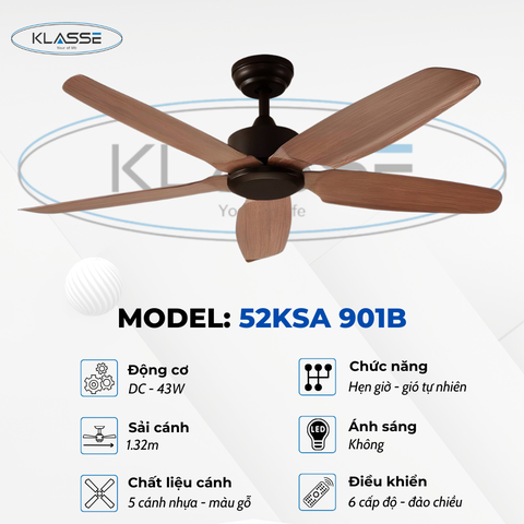 Quạt trần không đèn Klasse 52KSA 901B