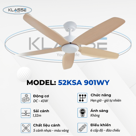 Quạt trần không đèn Klasse 52KSA 901WY