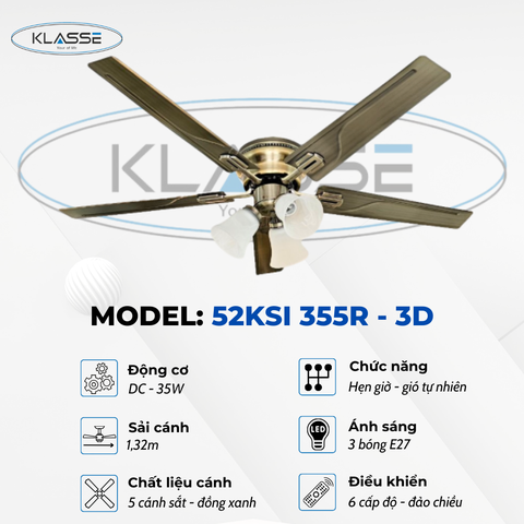 Quạt trần chùm đèn Klasse 52KSI 355R – 3D