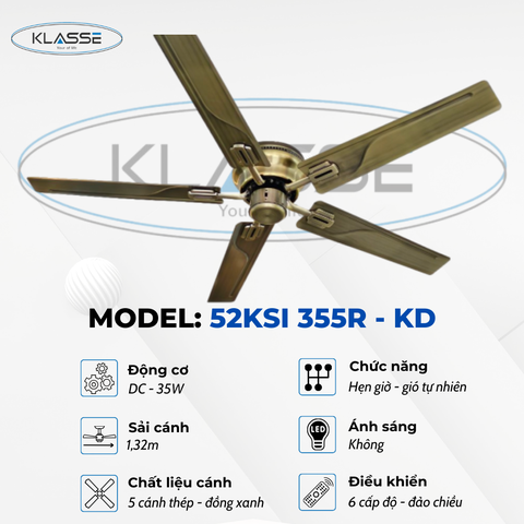 Quạt trần không đèn Klasse 52KSI 355R – KD