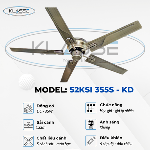 Quạt trần không đèn Klasse 52KSI 355S – KD