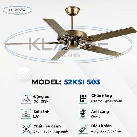 Quạt trần không đèn Klasse 52KSI 503