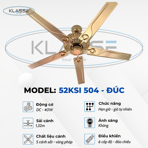 Quạt trần không đèn Klasse 52KSI 504 – Đúc