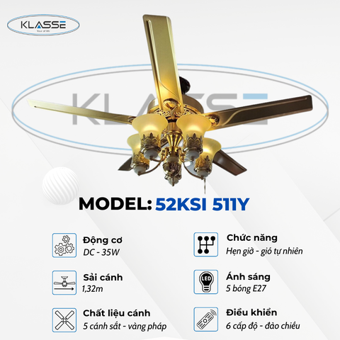 Quạt trần chùm đèn Klasse 52KSI 511Y