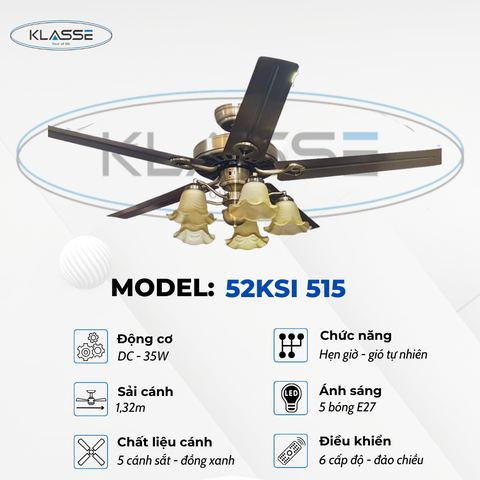 Quạt trần chùm đèn Klasse 52KSI 515