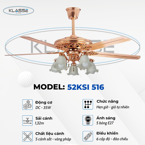 Quạt trần chùm đèn Klasse 52KSI 516
