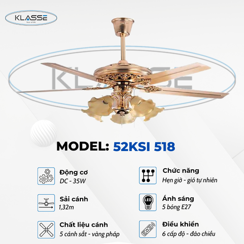 Quạt trần chùm đèn Klasse 52KSI 518