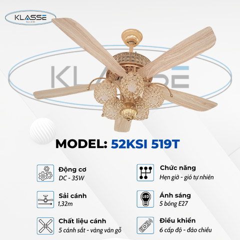 Quạt trần chùm đèn Klasse 52KSI 519T