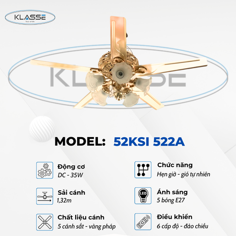 Quạt trần chùm đèn Klasse 52KSI 522A