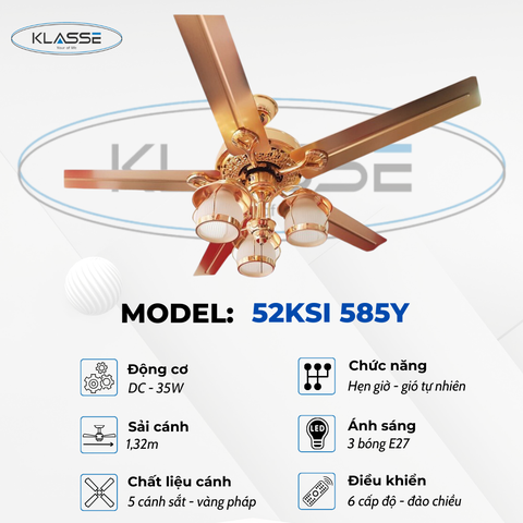 Quạt trần chùm đèn Klasse 52KSI 585Y