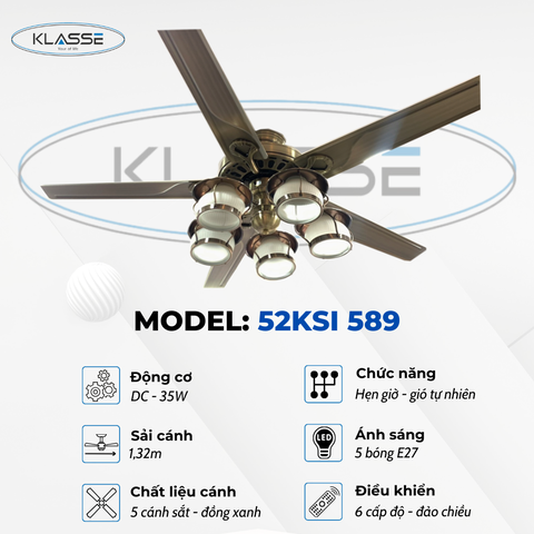 Quạt trần chùm đèn Klasse 52KSI 589