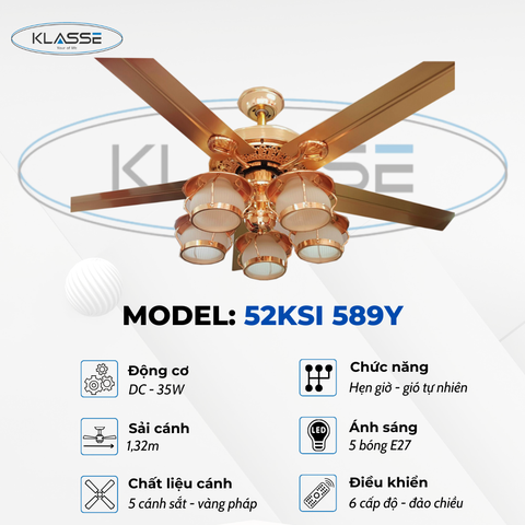 Quạt trần chùm đèn Klasse 52KSI 589Y
