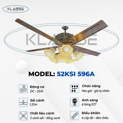 Quạt trần chùm đèn Klasse 52KSI 596A