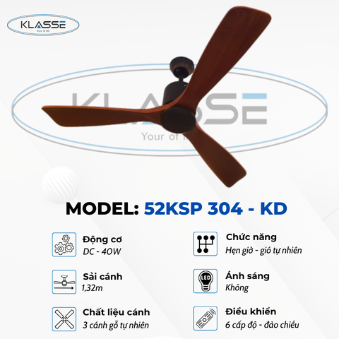Quạt trần cánh gỗ Klasse 52KSP 304 – KD