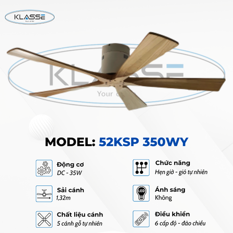 Quạt Trần không đèn Klasse 52KSP 350WY