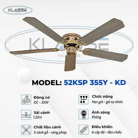 Quạt trần không đèn Klasse 52KSP 355Y – KD