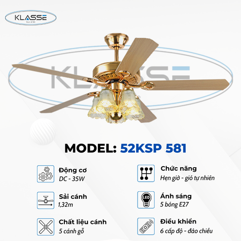 Quạt trần chùm đèn Klasse 52KSP 581