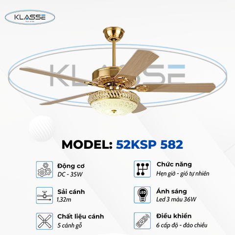 Quạt trần chùm đèn Klasse 52KSP 582