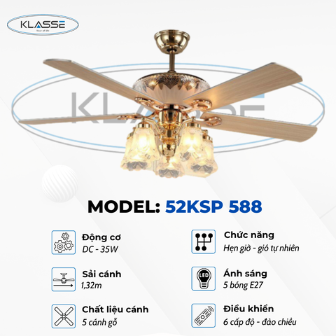 Quạt trần chùm đèn Klasse 52KSP 588