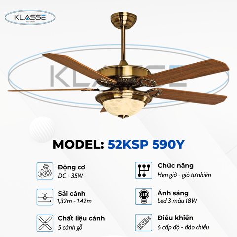 Quạt trần chùm đèn Klasse 52KSP 590Y