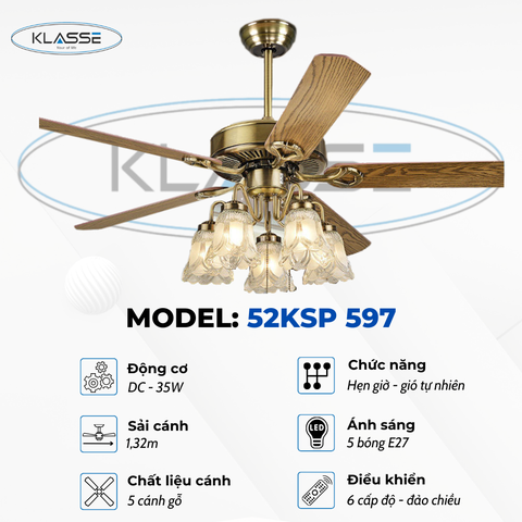 Quạt trần chùm đèn Klasse 52KSP 597