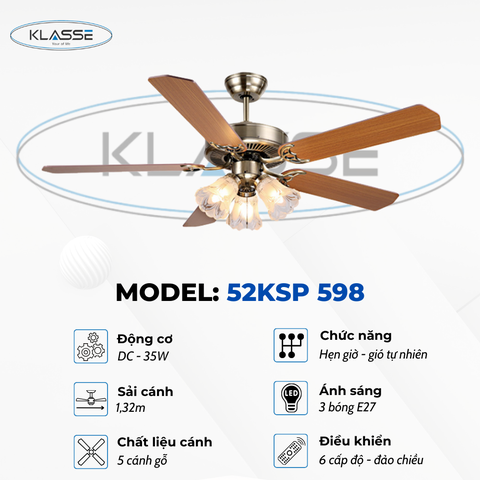 Quạt trần chùm đèn Klasse 52KSP 598