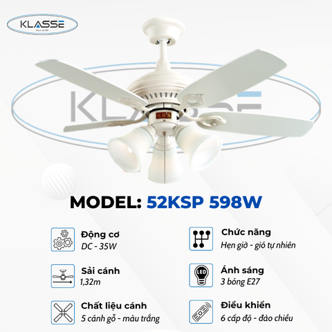 Quạt trần chùm đèn Klasse 52KSP 598W
