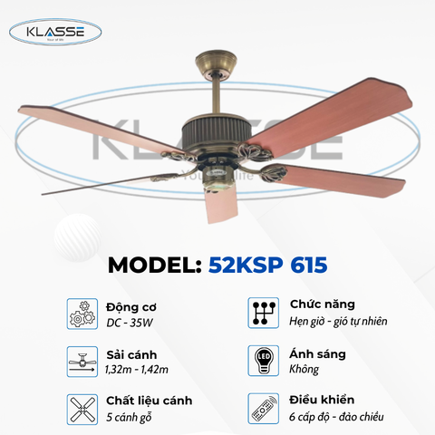 Quạt trần không đèn Klasse 52KSP 615